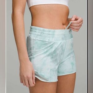 Lululemon Hotty Hot High-Rise Lined Short 4" Diamond Dye White Sheer Blue